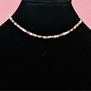Frenzy multicolor glass bead choker necklace